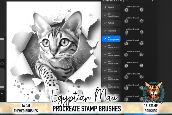 Download Egyptian Mau Procreate Stamp Brushes - Stamp Collection