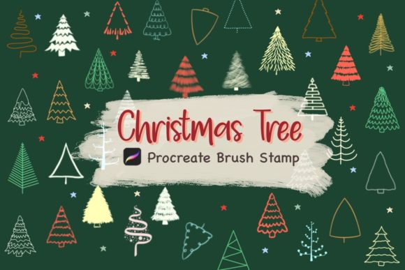 Download Procreate Brush Stamp, 55 Christmas Tree - Stamp Collection
