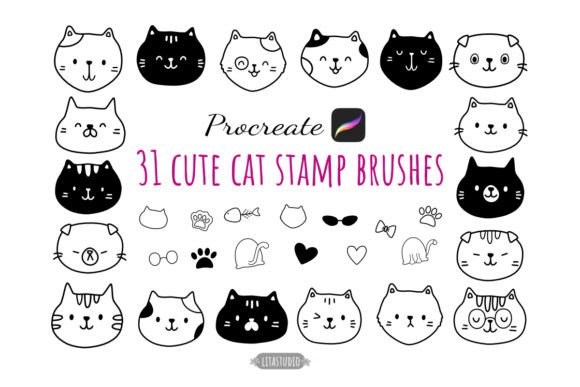 Download Cute Cat Stamp Procreate, 31 Cat Stamp - Stamp Collection