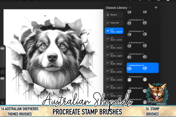 Download Australian Shepherd Procreate Stamps - Stamp Collection