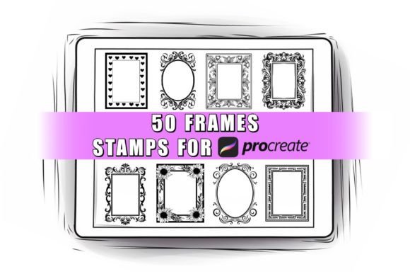 Download 50 Frames Procreate Stamps Brushes - Stamp Collection