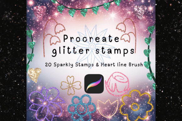 Download Glitter Flower Procreate Stamps - Stamp Collection