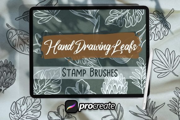 Download Hand Drawing Leaf Brush Stamp - Stamp Collection
