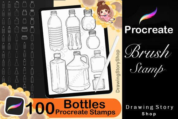 Download 100 Procreate Bottle Brush Stamps - Stamp Collection