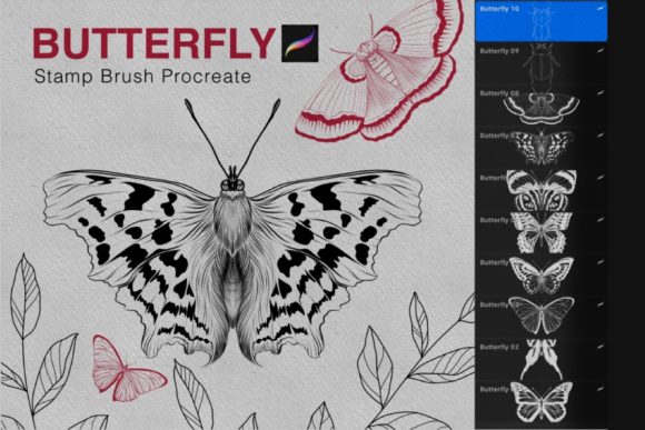 Download Butterfly Procreate Stamps Brush - Stamp Collection
