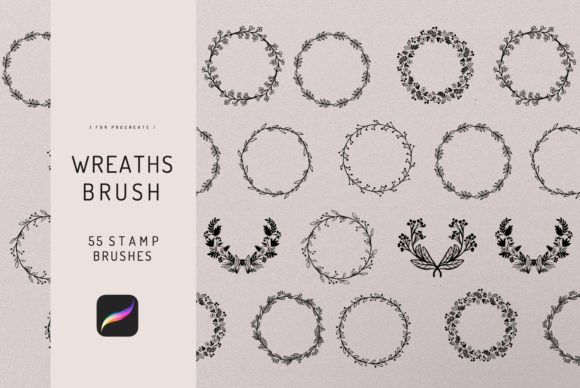 Download 55 Procreate Leafy Wreath Stamp Brush - Stamp Collection