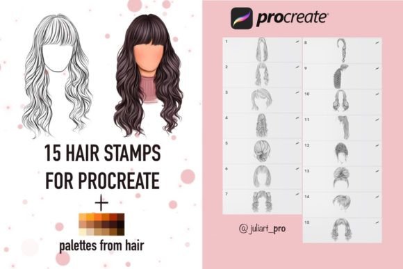 Download &nbsp;Hair Stamps for Procreate + Palettes - Stamp Collection