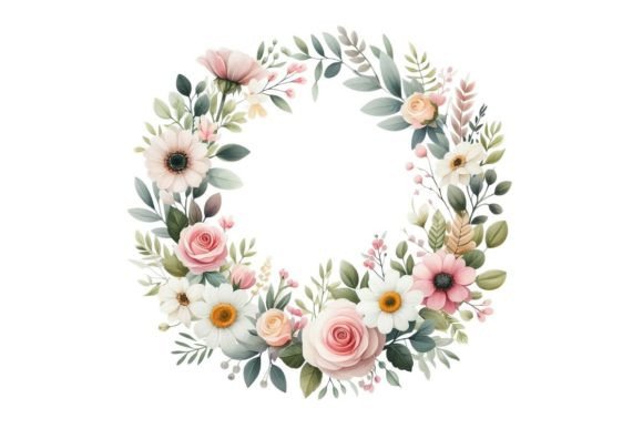 Download Watercolor Floral Wreath Clipart - Floral Collection