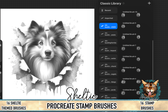 Download Sheltie Procreate Brush Stamps - Stamp Collection