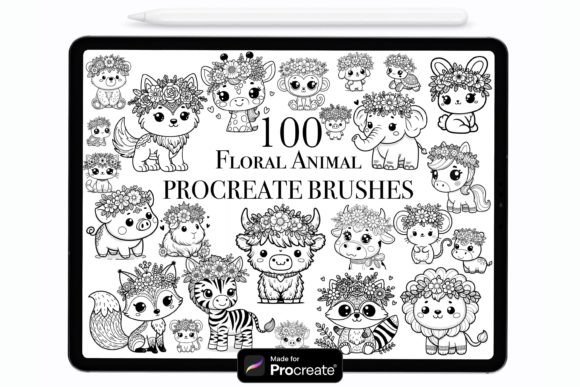 Download 100 Floral Animals Procreate Brushes - Floral Collection
