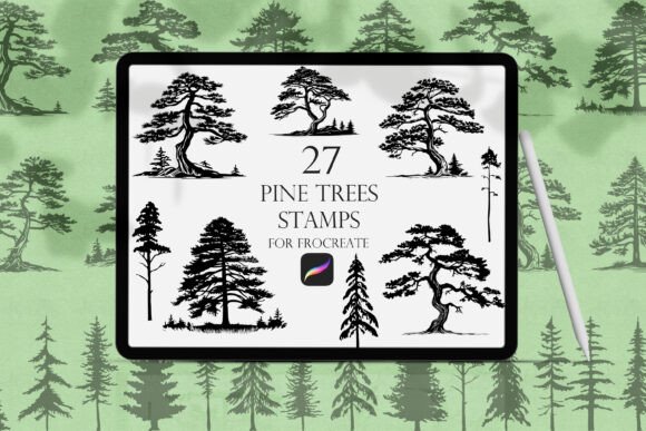 Download Pine Trees Procreate Stamps - Stamp Collection