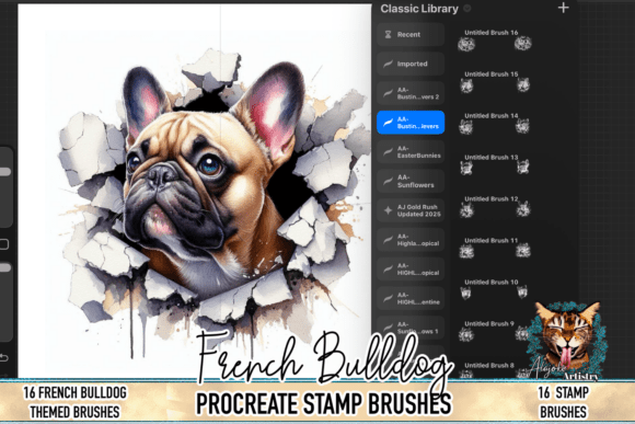 Download French Bulldog Procreate Brush Stamps - Stamp Collection