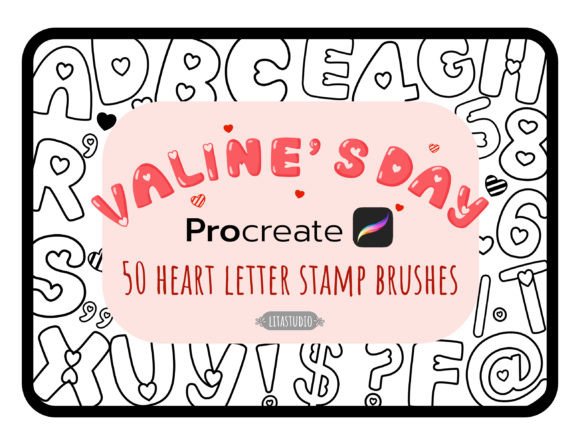 Download Valentine Heart ABC Letter Stamp Brushes - Stamp Collection