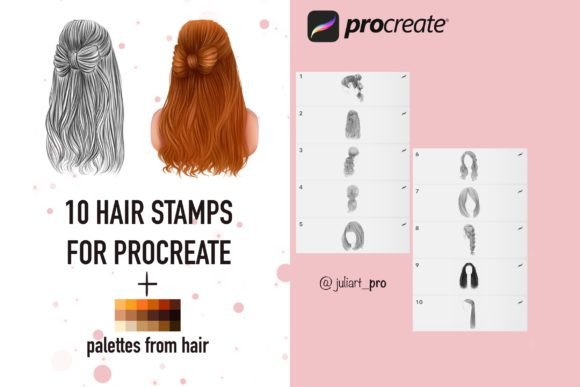 Download Hair Stamps for Procreate + Palettes - Stamp Collection