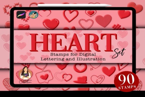 Download Hearts Procreate Stamps Pack - Stamp Collection