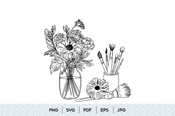 Download Floral Vase Art Tools Line Art - Floral Collection