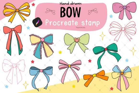 Download Ribbon Bow Procreate Stamp Brushes - Stamp Collection