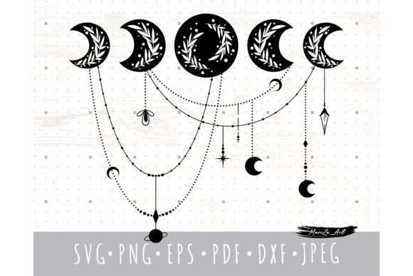 Download Floral Boho Moon Phases SVG PNG Files - Floral Collection