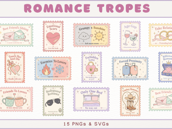 Download Romance Tropes Stamp Cliparts, Bookish - Stamp Collection