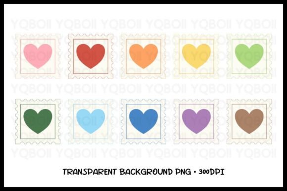 Download Heart Stamp 10 Colors Clipart - Stamp Collection