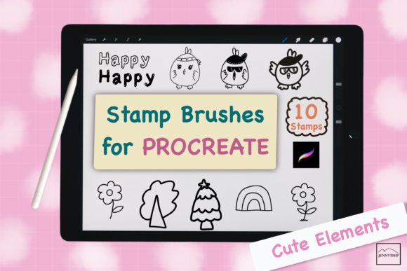 Download Procreate Stamp Brushes - Cute Elements - Stamp Collection