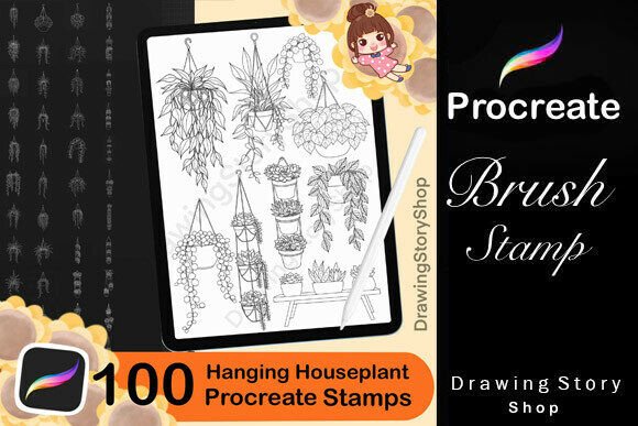 Download 100 Procreate Hanging Houseplant Stamps - Stamp Collection