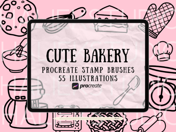 Download Cute Bakery Procreate Stamp Brush Set - Stamp Collection