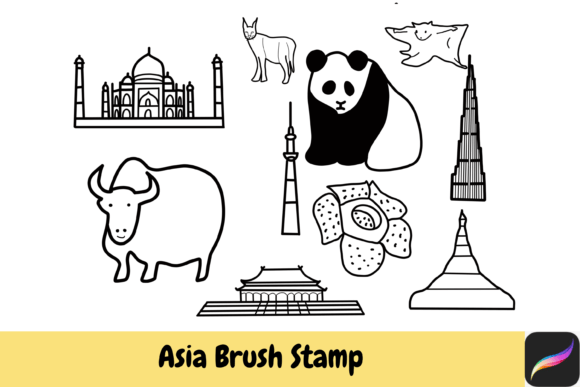 Download Asia Brush Stamps Procreate IPAD - Stamp Collection