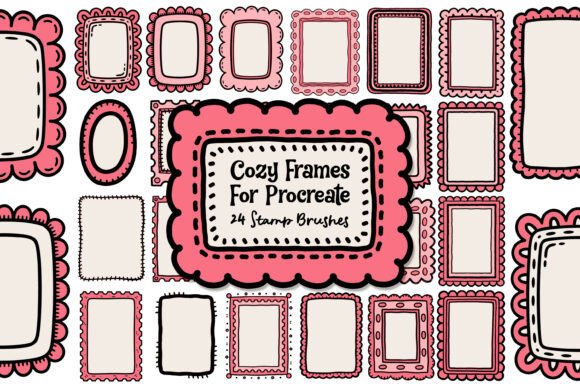 Download 24 Procreate Frame Stamp Brushes - Stamp Collection