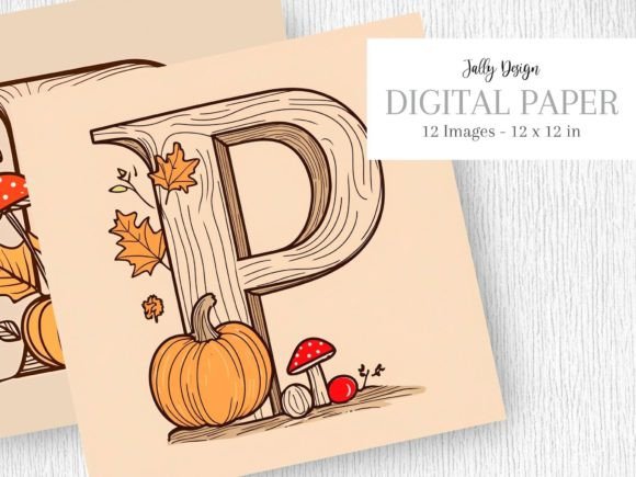 Download Capital Letter P with Autumn Decoration - Capital letter Collection