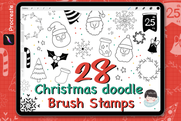 Download 28 Procreate Christmas Stamps |Christmas - Stamp Collection