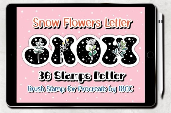 Download Snow Flowers Letter ‪Procreate Stamp - Stamp Collection