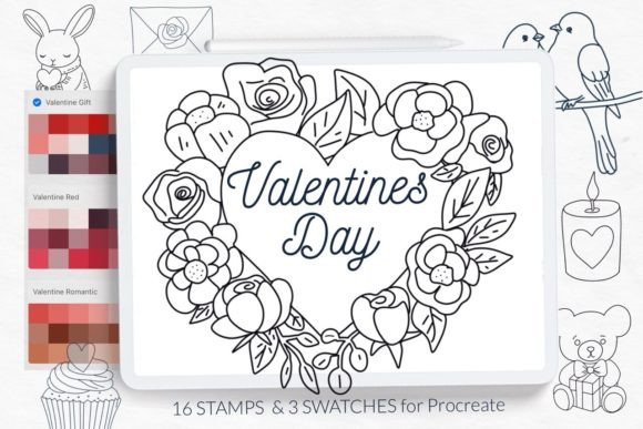 Download Valentine's Day Romantic Stamps Brushes - Stamp Collection