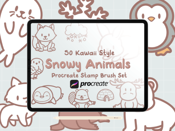Download Snow Animals Procreate Stamp Brushes - Stamp Collection