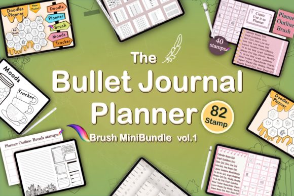 Download MiniBundle Planner Brush Stamp Procreate - Stamp Collection