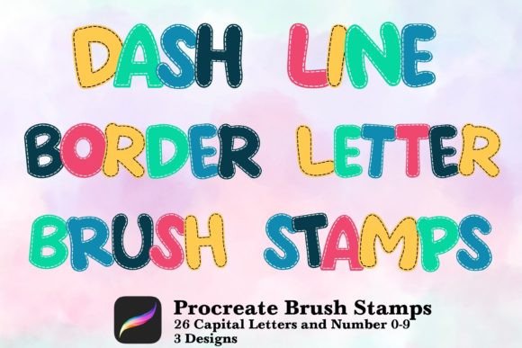Download Dash Line Border Letter Brush Stamps - Stamp Collection