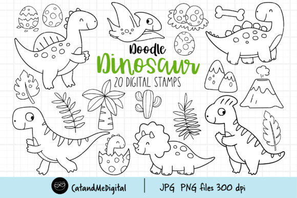 Download Doodle Dinosaur Digital Stamp - Stamp Collection