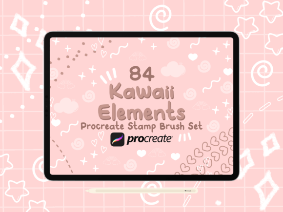 Download Kawaii Elements Procreate Stamp Brushes - Stamp Collection