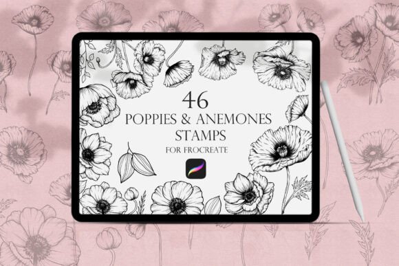 Download Poppies and Anemones Procreate Stamps - Stamp Collection