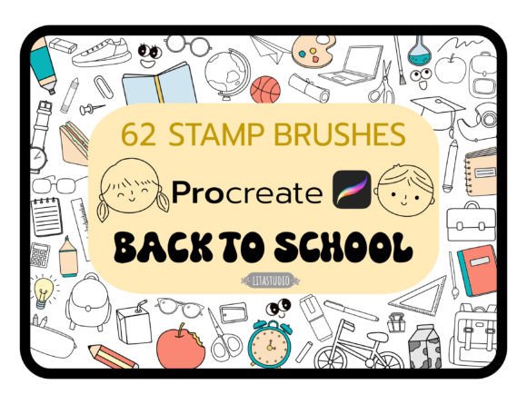 Download SCHOOL STAMPS, Groovy, Procreate Brushes - Stamp Collection