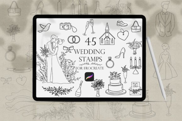 Download Wedding Procreate Stamps - Stamp Collection