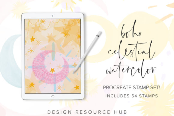 Download Boho Sky Watercolor Procreate Stamps - Stamp Collection