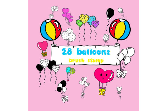 Download 28 Balloon Doodle Procreate Stamps | Doo - Stamp Collection