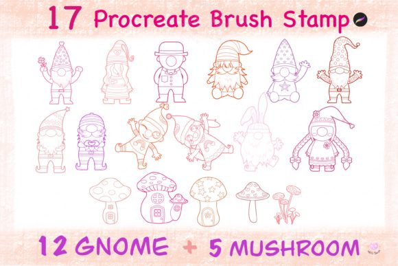 Download 17 Gnome Valentine Brush Stamp Procreate - Stamp Collection