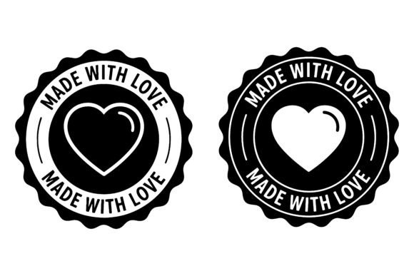 Download Two Made with Love Heart Stamp Icons - Stamp Collection