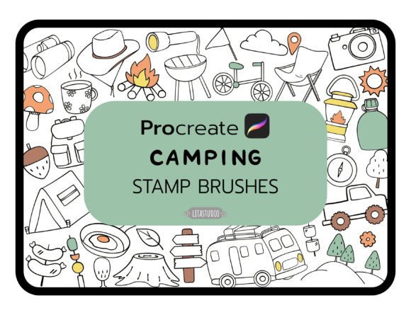 Download 37 Cute Camping Procreate Stamp Brushes - Stamp Collection