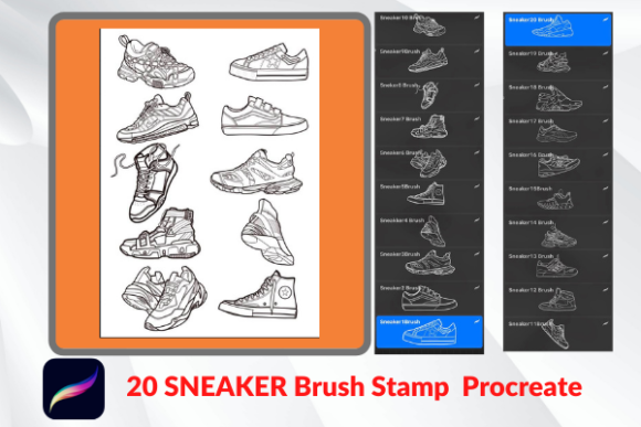 Download 20 Sneaker Brush Stamp Procreate - Stamp Collection