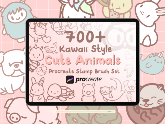 Download 700+ Kawaii Animals Procreate Stamp Set - Stamp Collection