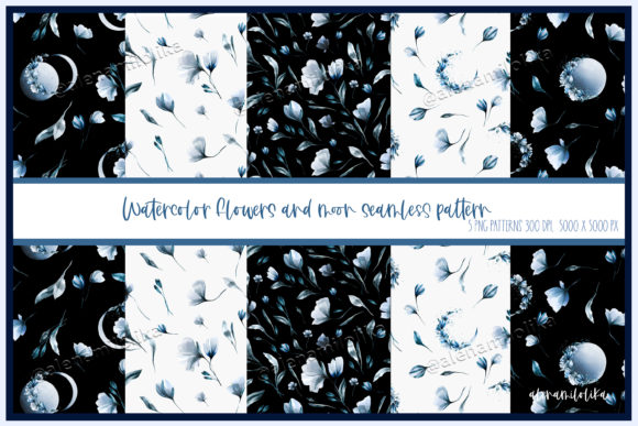 Download Seamless Floral Watercolor Patterns 5PNG - Floral Collection